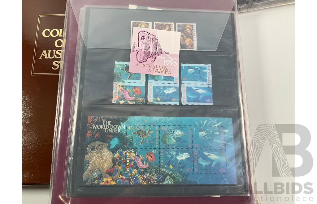 Four Australian Annual Stamp Albums Including 1981, 1982, 1983, 1995 - Face Value $93