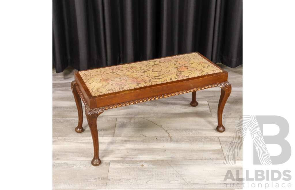 Vintage Piano Stool with Upholstered Top