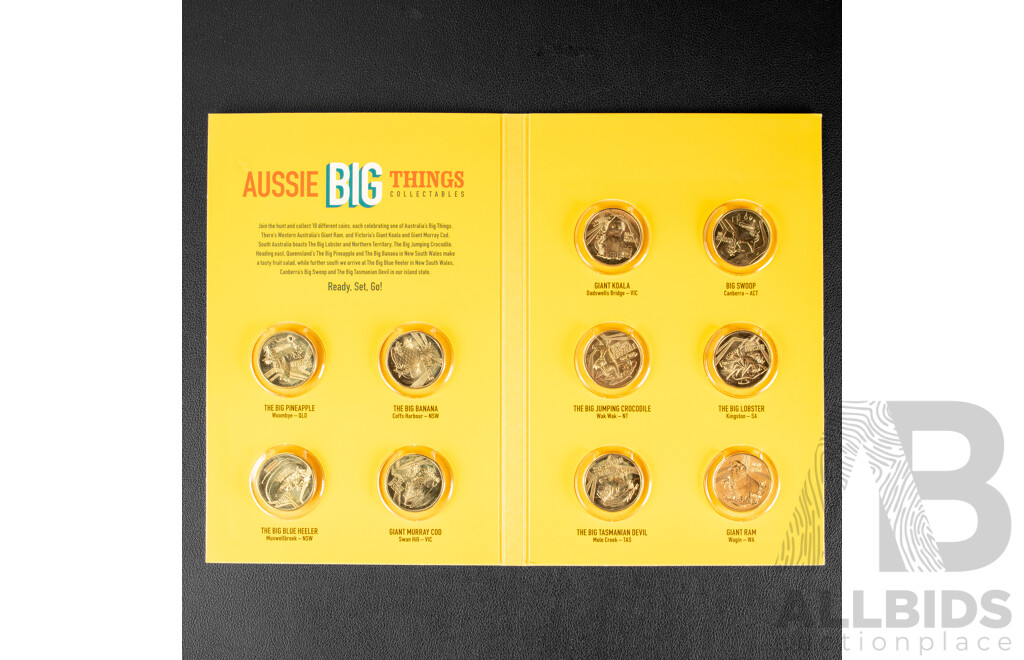 Australian RAM 2023 Ten UNC One Dollar Coin Set, Aussie Big Things and 1990 Five Dollar Coin, ANZAC 75th Anniversary