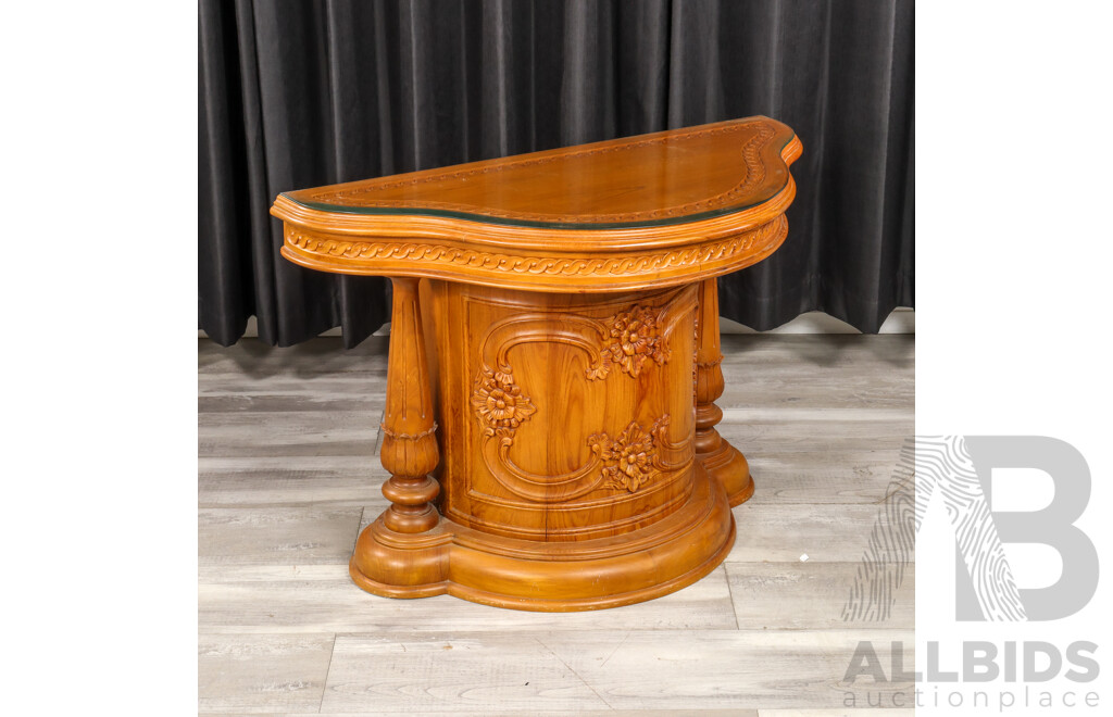 Vintage Carved Timber Console Table