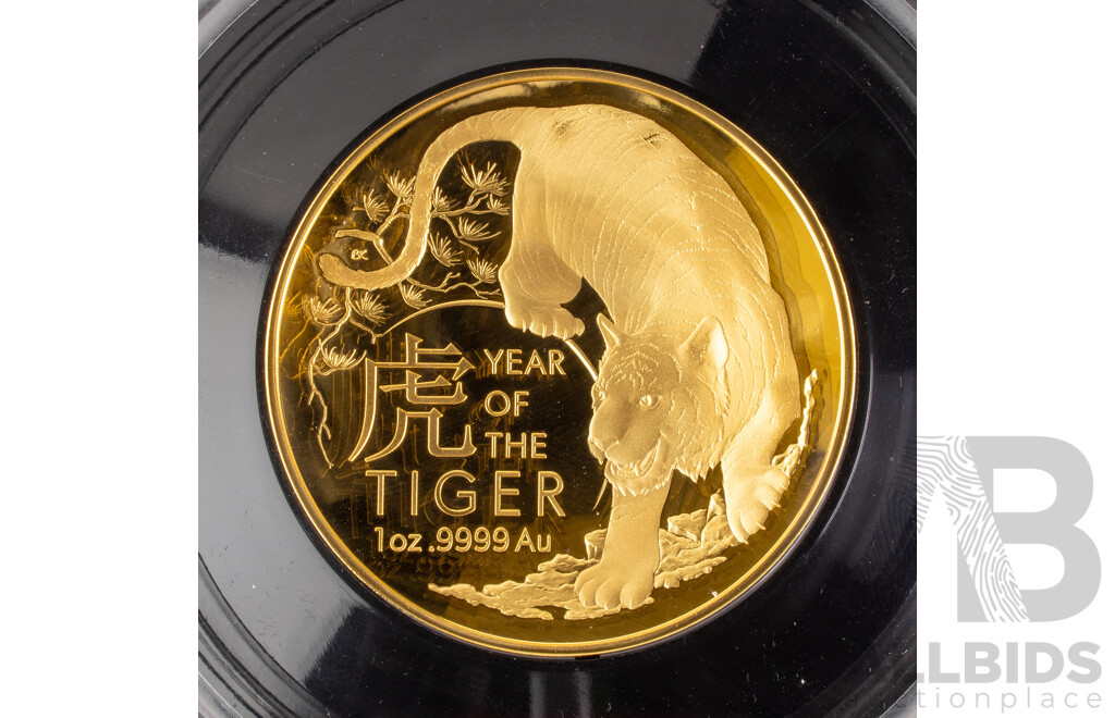 Australian RAM 2022 Gold Proof Domed One Hundred Dollar Coin, Lunar Series - Year of the Tiger  .999