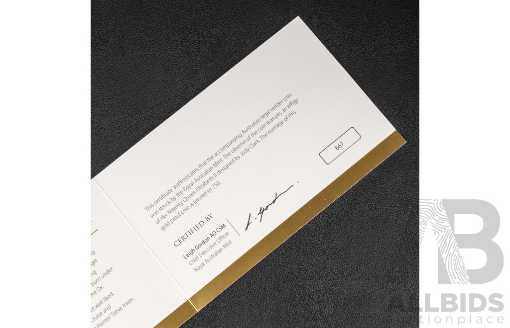 Australian RAM 2022 Gold Proof Domed One Hundred Dollar Coin, Lunar Series - Year of the Tiger  .999