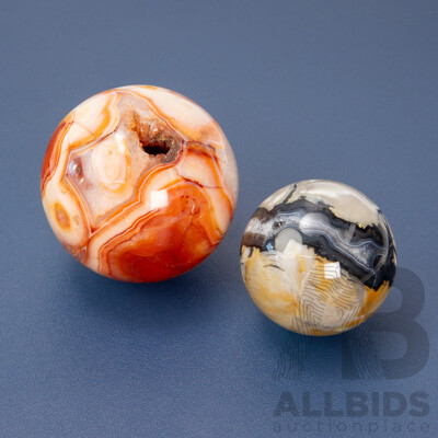 Two Polished Agate Spheres