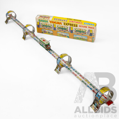 Vintage Welby Pressed Steel Clockwork Ganga Yamuna Express Return Train with Original Box