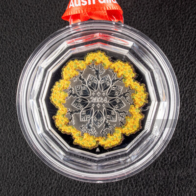 Australian RAM 2024 Coloured Silver Proof Fifty Cent Coin, Christmas Festive Florals .999