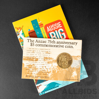 Australian RAM 2023 Ten UNC One Dollar Coin Set, Aussie Big Things and 1990 Five Dollar Coin, ANZAC 75th Anniversary