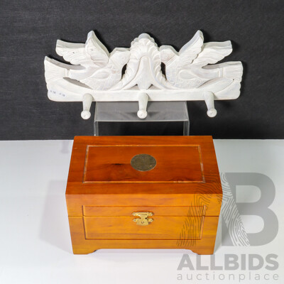 Boxed Set of National Geographic Magazines on CD Spanning 1888 to 1990's with Painted Caved Timber Birds Coat Rack