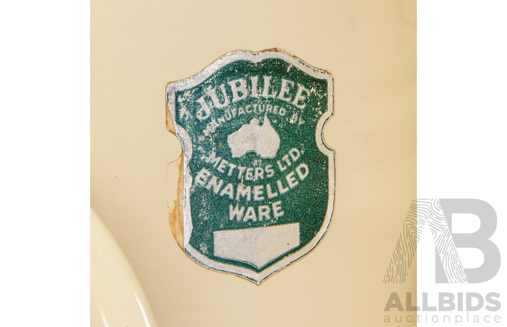 Vintage Five Piece Jubilee Enamel Kitchen Canisters by Metters