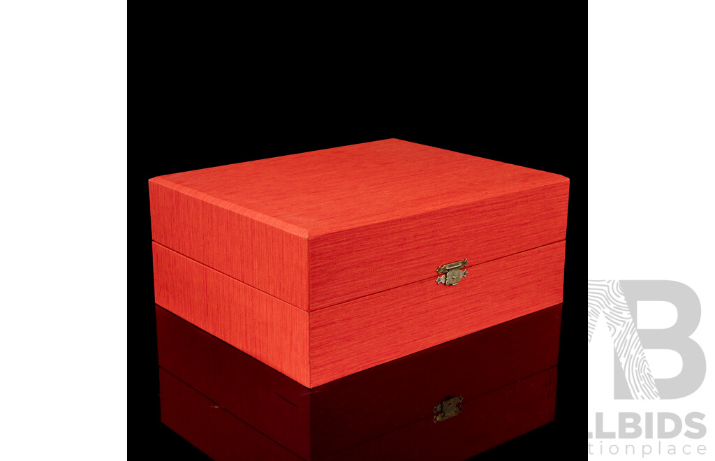 Heavily Carved Mother of Pearl Lift Top Jewellery Box in Presentation Case