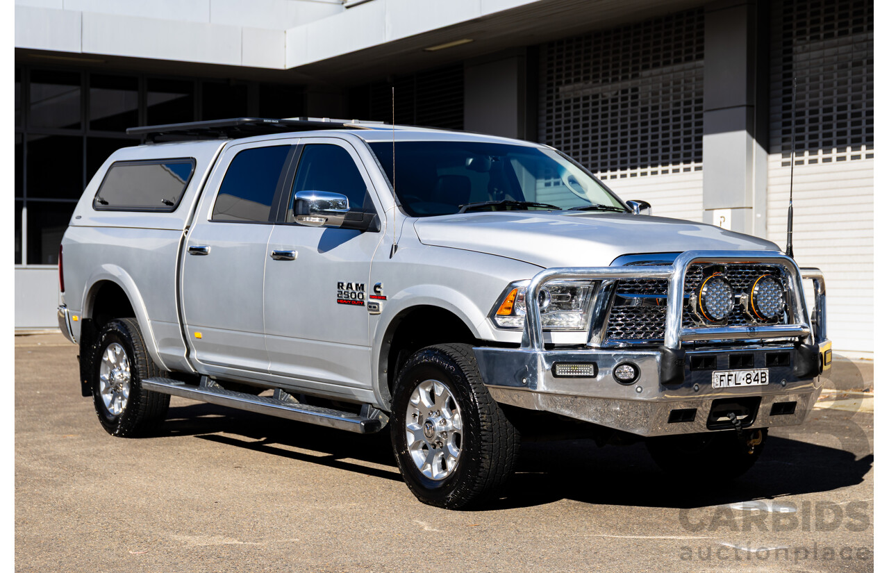 11/2017 ASV (Dodge) Ram 2500 Laramie D1 LWB (4x4) 4d Crew Cab Utility Bright Silver Metallic Turbo Diesel Cummins 6.7L