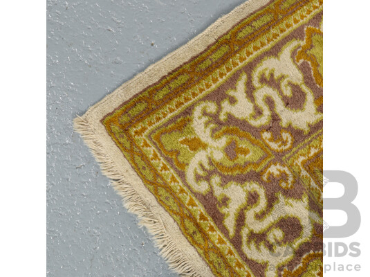 Authentic Hand-Made Kashmiri Chain-Stitch Embroidery Wool Rug, 123W x 180L cm