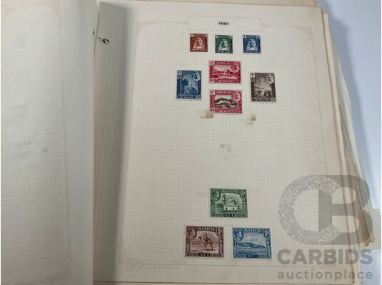 Album of Vintage British Empire Stamps Including Mint, Mint Hinged, Aden, Ascension, Brunei, Caymen Islands, Ceylon, Falkland Islands, Hong Kong, South Africa, Kenya New Zealand Seven Seas, Niue, St Lucia, Straits Settlements, Samoa and More