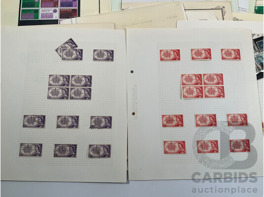 Collection Australian Stamps in Seven Seas and Scotts Pages, Predecimal to Decimal, QE2 1953 Coronation Mint Block Set, QV South Australia 1929/30 Kangaroo on Map and More