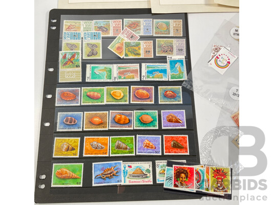 Collection of Vintage and Antique Stamps Including New Zealand, Papua New Guinea, Samoa Jamaica