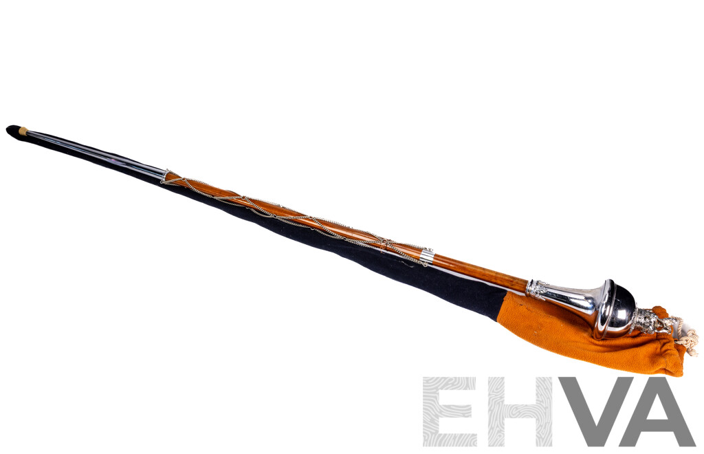 Wonderful Vintage Lion Crown Head Drum Major Mace Stave and Stick, 154 cm (length)