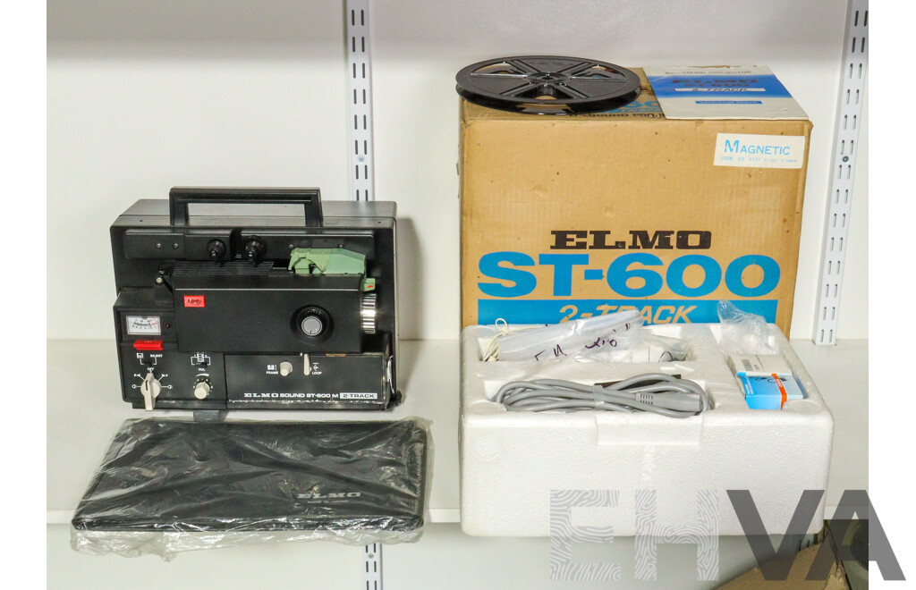 Vintage Elmo ST-600 Two Track 8mm Sound Projector in Original Box and Packaging