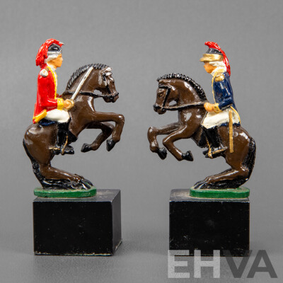 Wonderful Complete Vintage American Revolutionary War Chess Set with Board, 46 x 46 cm (dimensions Board); 10H cm (pieces) (33)