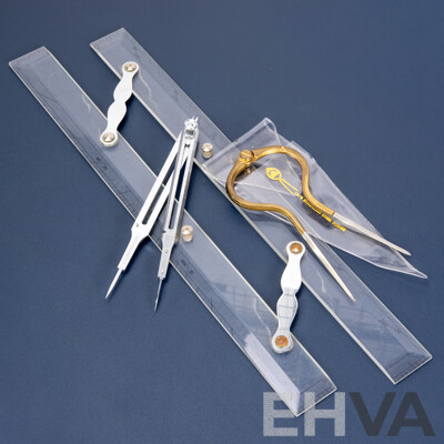 Trio of Vintage Tools - Stainless Steel & Brass Navigation Divider, Proportional Scale Divider and Marine Ruler, All Excellent Used Condition (3)