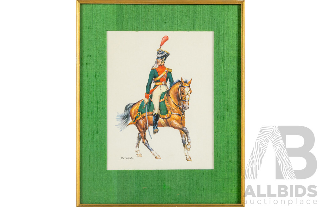 Wolfganag Tritt (20th Century, German, 1913-1983), Prince Albrecht; Horse Artillery (c1810) & First Troop Philadelphia City Cavalry Office (c1809-15), Vintage Reproduction Lithographs, 38H x 31W cm (frames) (3)