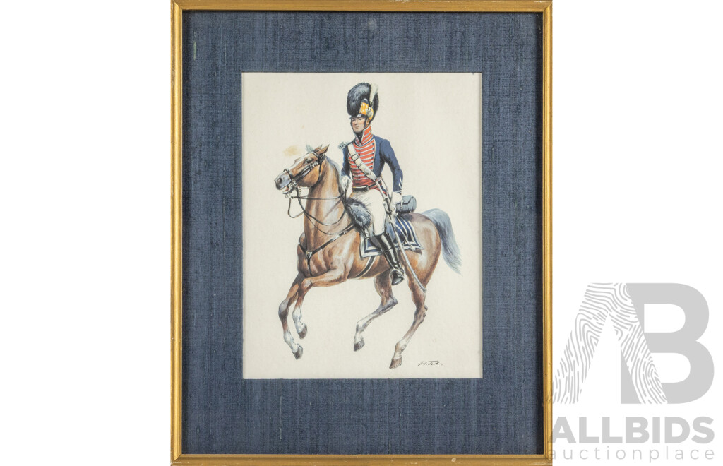Wolfganag Tritt (20th Century, German, 1913-1983), Prince Albrecht; Horse Artillery (c1810) & First Troop Philadelphia City Cavalry Office (c1809-15), Vintage Reproduction Lithographs, 38H x 31W cm (frames) (3)