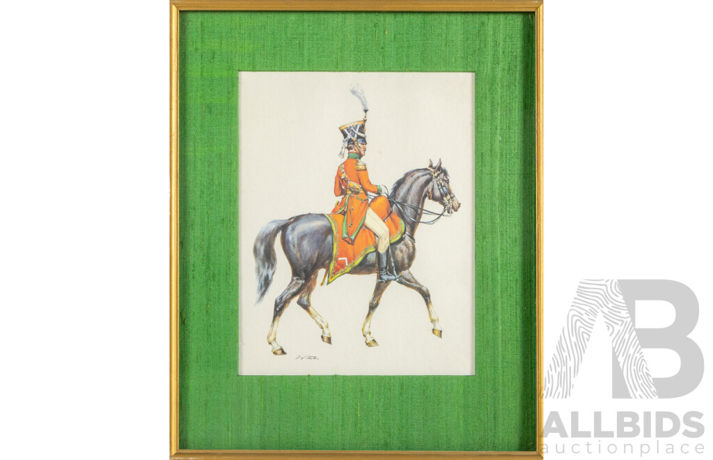 Wolfganag Tritt (20th Century, German, 1913-1983), Prince Albrecht; Horse Artillery (c1810) & First Troop Philadelphia City Cavalry Office (c1809-15), Vintage Reproduction Lithographs, 38H x 31W cm (frames) (3)