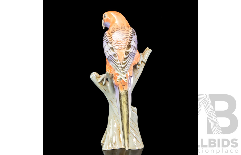 V. Daniel (20th Century, Czech Republic, (^c1960s), Crimson Rosella (1965), High-Gloss Mid-Century Hand-Painted Czech Porcelain, 29H cm