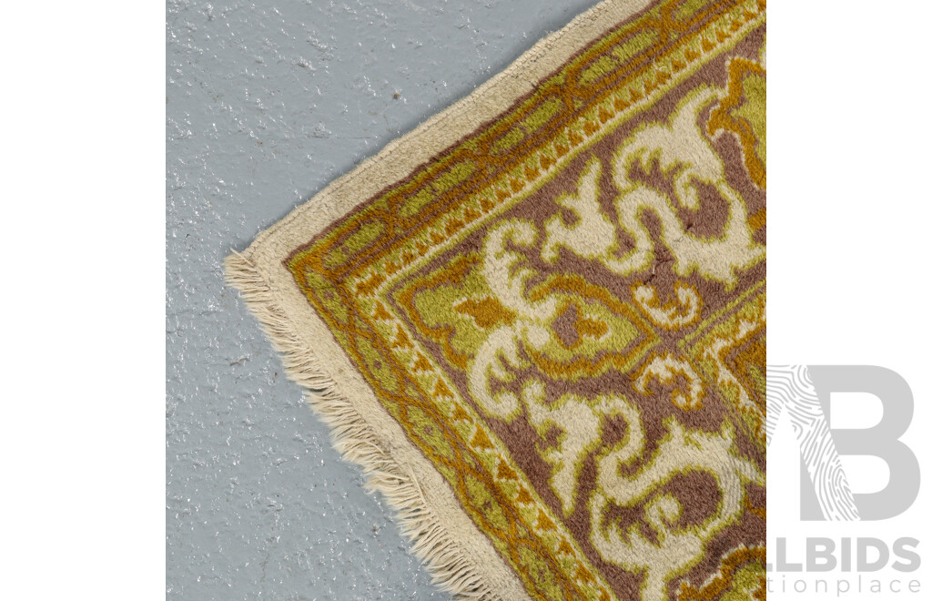 Authentic Hand-Made Kashmiri Chain-Stitch Embroidery Wool Rug, 123W x 180L cm