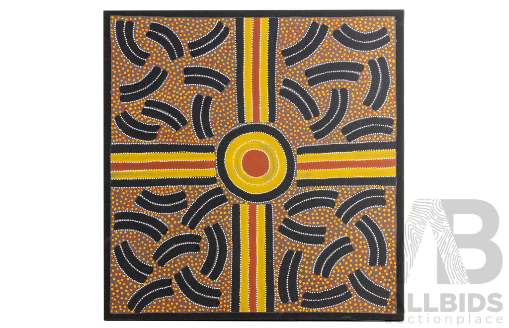 Lindsay Bird (20th Century, Indigenous-Australian, c1945-2024), Mulga Seed (2013), Original Acrylic on Canvas, 64H x 63W cm