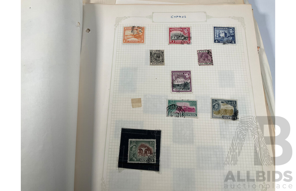 Album of Vintage British Empire Stamps Including Mint, Mint Hinged, Aden, Ascension, Brunei, Caymen Islands, Ceylon, Falkland Islands, Hong Kong, South Africa, Kenya New Zealand Seven Seas, Niue, St Lucia, Straits Settlements, Samoa and More