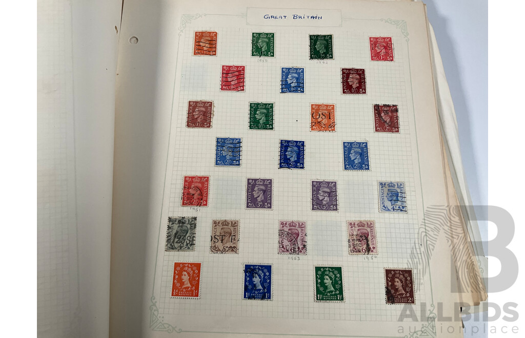 Album of Vintage British Empire Stamps Including Mint, Mint Hinged, Aden, Ascension, Brunei, Caymen Islands, Ceylon, Falkland Islands, Hong Kong, South Africa, Kenya New Zealand Seven Seas, Niue, St Lucia, Straits Settlements, Samoa and More