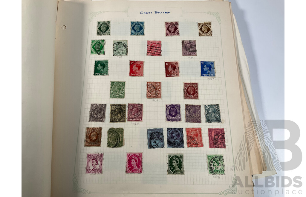 Album of Vintage British Empire Stamps Including Mint, Mint Hinged, Aden, Ascension, Brunei, Caymen Islands, Ceylon, Falkland Islands, Hong Kong, South Africa, Kenya New Zealand Seven Seas, Niue, St Lucia, Straits Settlements, Samoa and More