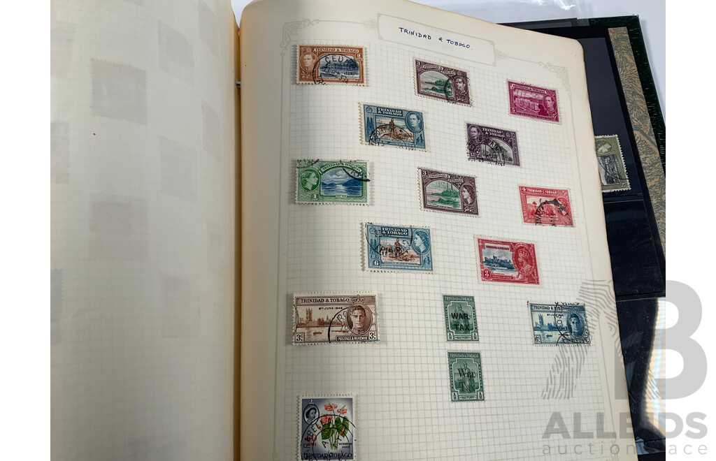 Album of Vintage British Empire Stamps Including Mint, Mint Hinged, Aden, Ascension, Brunei, Caymen Islands, Ceylon, Falkland Islands, Hong Kong, South Africa, Kenya New Zealand Seven Seas, Niue, St Lucia, Straits Settlements, Samoa and More