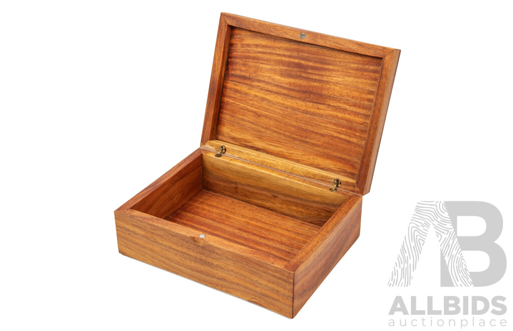 Wonderful Windfall Wood Salvaged ACT Blackwood Hand Crafted Jewellery Box with Mosaic Glass Inlay, 20L x 15W x 7D cm