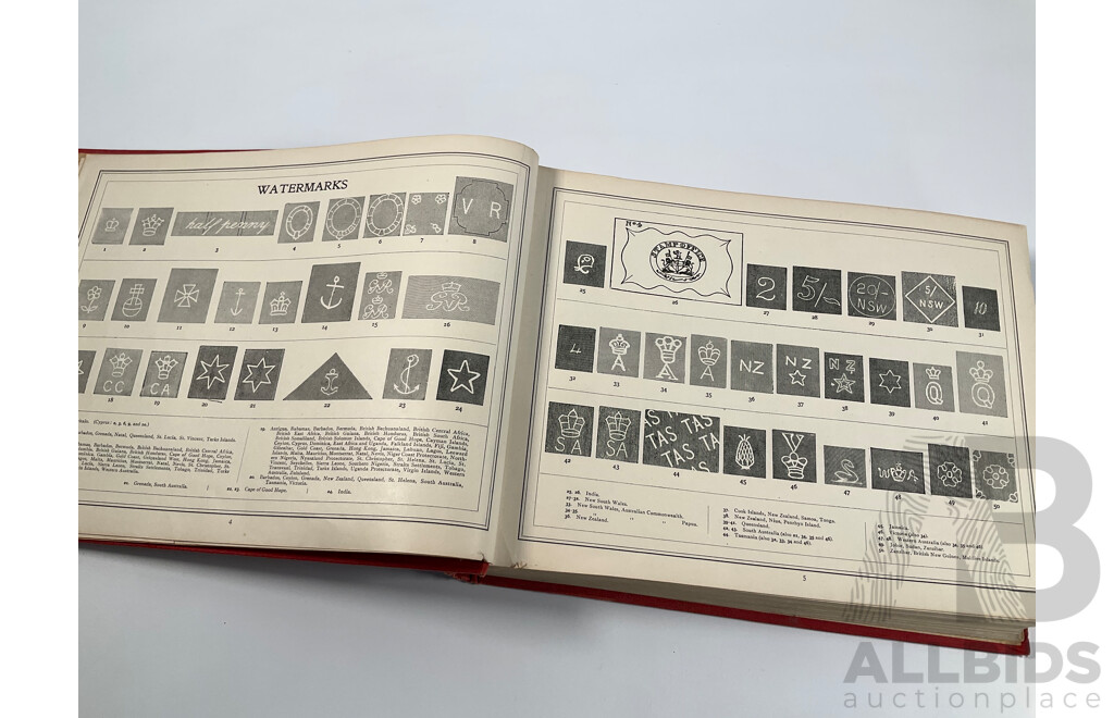Stanley Gibbons Improved Stamp Album, Eighteenth Edition, Partially Filled, Great Britain Penny Reds, Australian Colonies, France, German Empire, Holland, Japan, USA and More