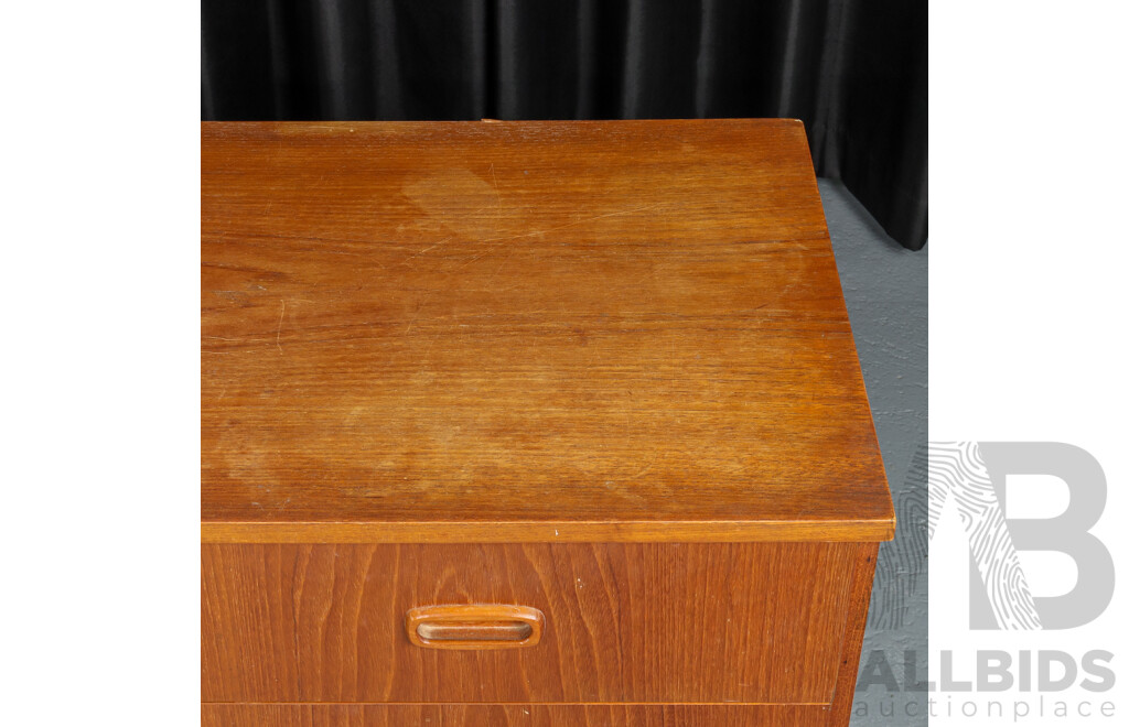 Vintage Teak Veneer Nine-Drawer Dresser Base