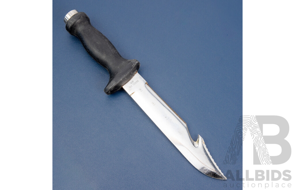 Genuine Late 70s/Early 80s Vintage Lancelot Dive Knife in Original Rubber Sheath with Straps
