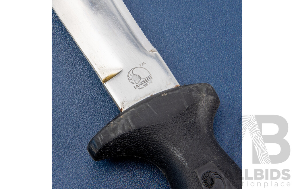 Genuine Late 70s/Early 80s Vintage Lancelot Dive Knife in Original Rubber Sheath with Straps