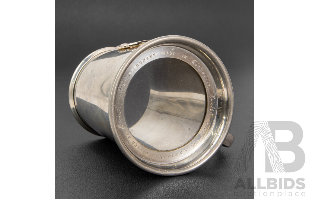 Collection of Five Vintage Engraved Military and Naval Pewter Tankards, Varied Sizes, 14H cm (largest) (5)