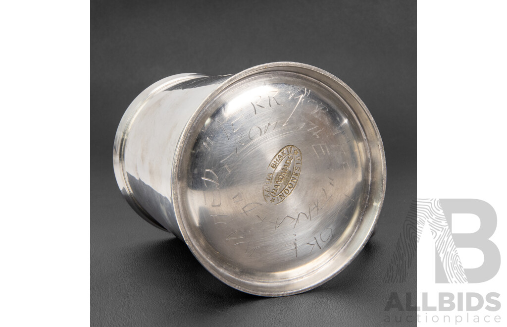 Collection of Five Vintage Engraved Military and Naval Pewter Tankards, Varied Sizes, 14H cm (largest) (5)