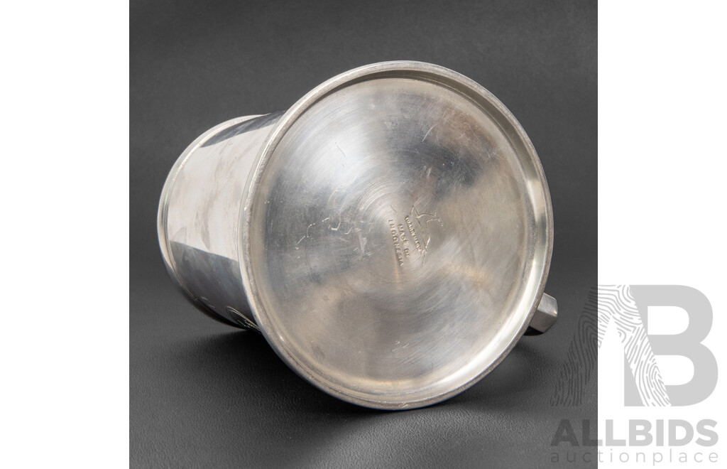 Collection of Five Vintage Engraved Military and Naval Pewter Tankards, Varied Sizes, 14H cm (largest) (5)