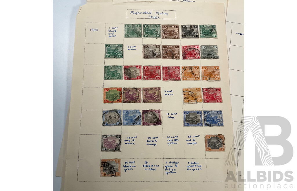 Collection of Malaya and Indian/Indian States Stamps Spanning 1900 to 1960 Including 1942 WW2 Straits Settlements Japanese Occupation, BMA Overprints, KGV Special Adhesive Overprint, QV and More