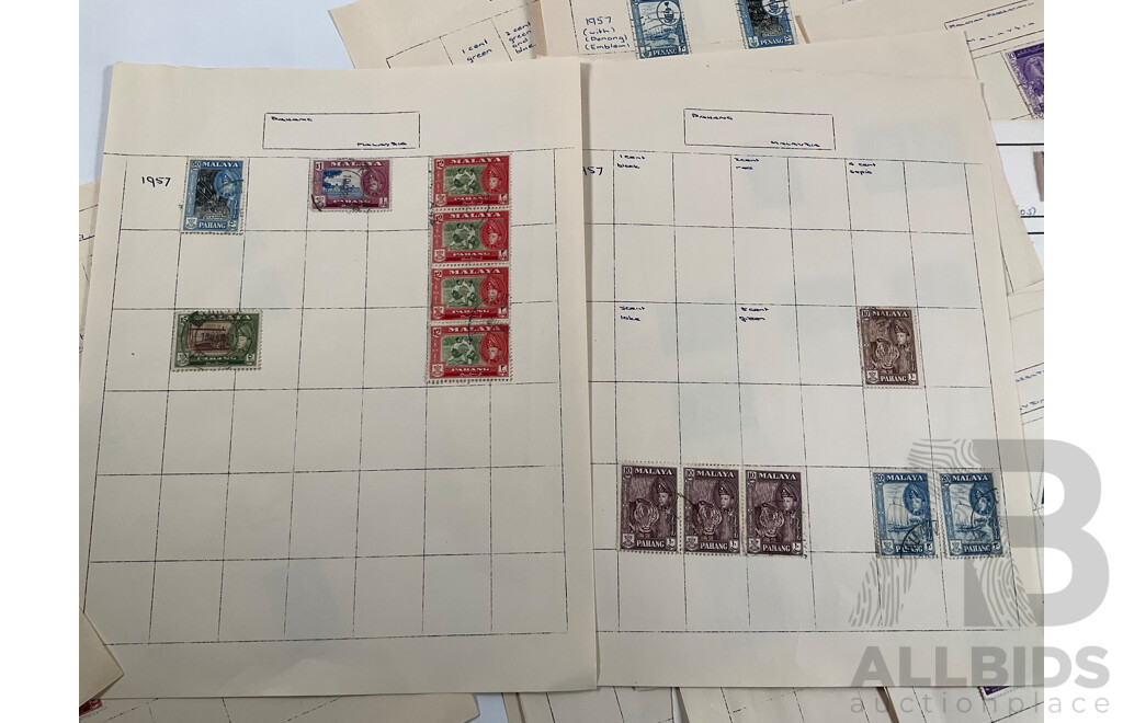 Collection of Malaya and Indian/Indian States Stamps Spanning 1900 to 1960 Including 1942 WW2 Straits Settlements Japanese Occupation, BMA Overprints, KGV Special Adhesive Overprint, QV and More