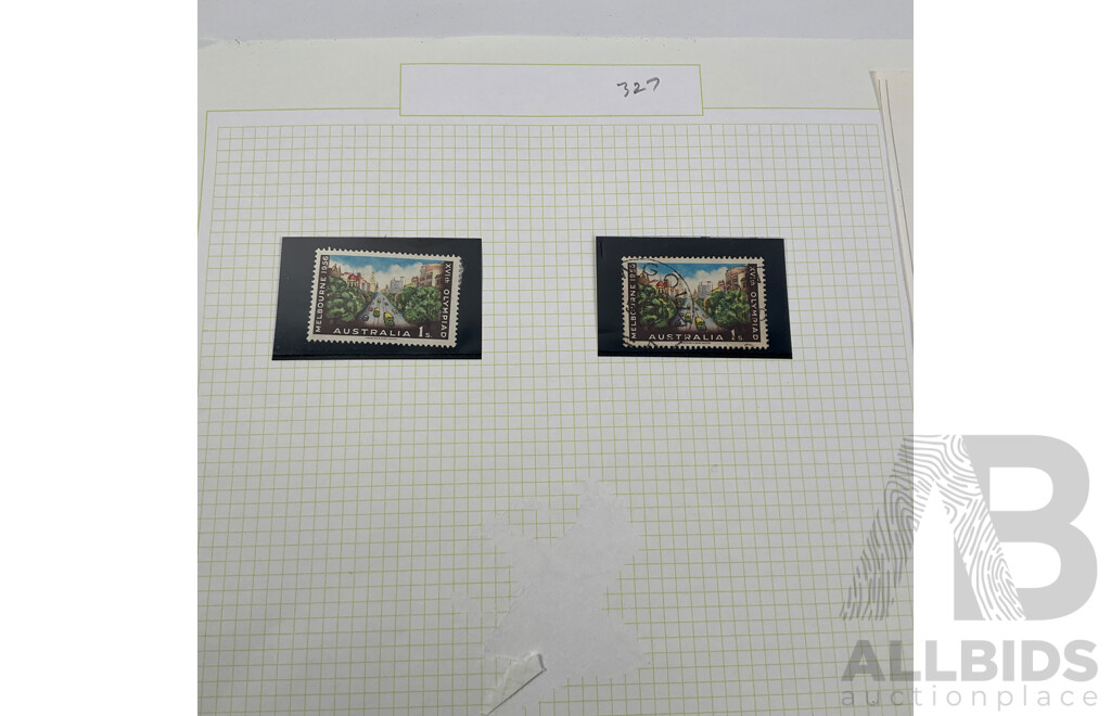 Australian 1956 Mostly Mint Hinged Stamp Blocks, Melbourne Olympics Part Set, Fonds Print