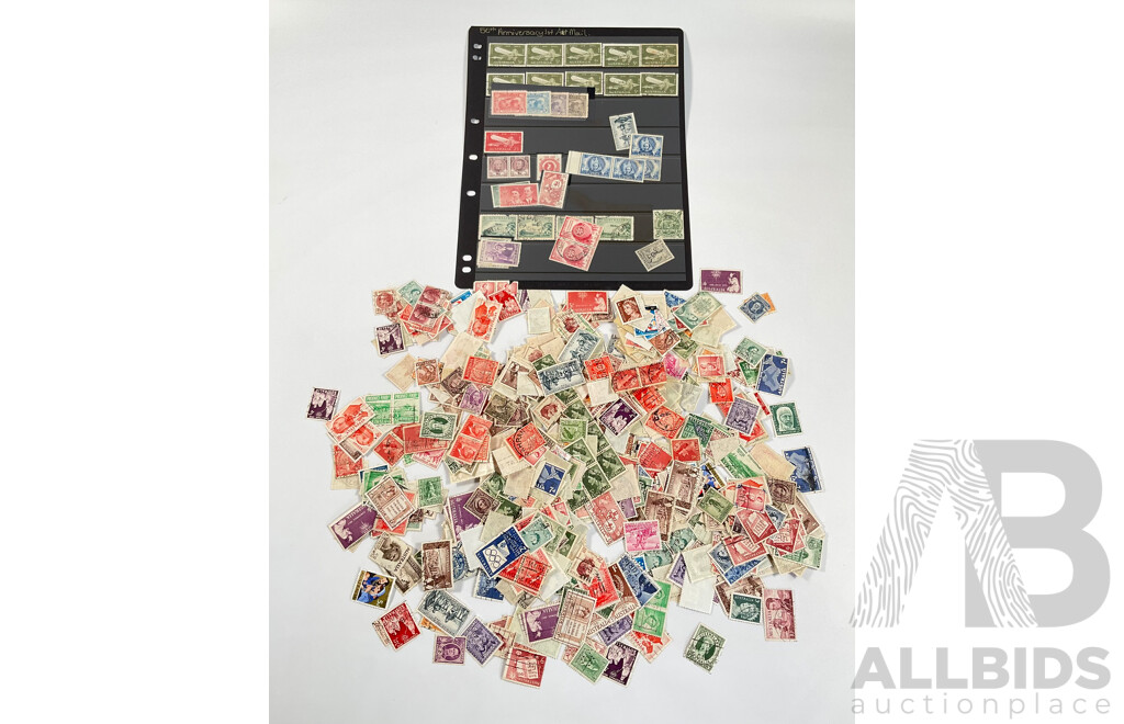 Collection of Australian Predecimal Stamps Including Two Pound Coat of Arms, 1931 Kingsford Smith Set