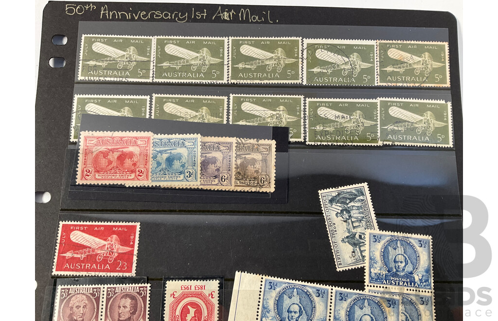 Collection of Australian Predecimal Stamps Including Two Pound Coat of Arms, 1931 Kingsford Smith Set