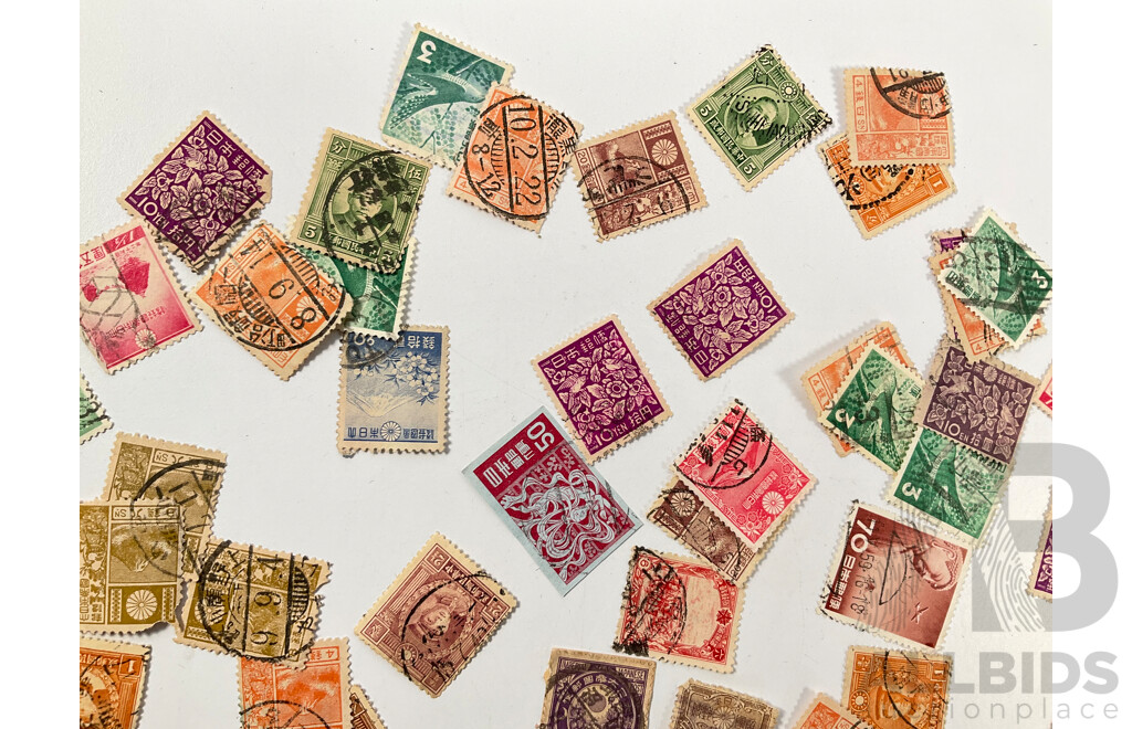 Collection of Vintage Japanese and Chinese Stamps Including Dr Sun Tat-Sen, Japanese Imperial Post, 1895 Amoy Xiamen One Cent, 1929 Mt Fuji and More