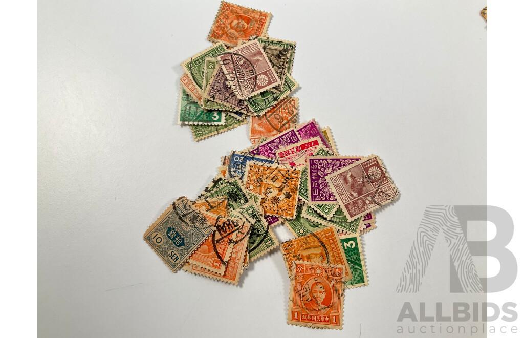 Collection of Japanese Stamps, Meiji Period to Showa Era Including Chrysanthemum Set, Tazawa Types and More
