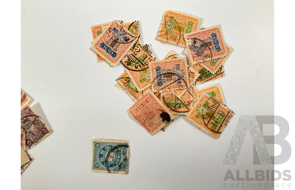Collection of Japanese Stamps, Meiji Period to Showa Era Including Chrysanthemum Set, Tazawa Types and More