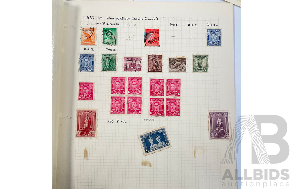 Collection of Australian Predecimal Stamps Spanning 1930's to 1950's Including Mints, Blocks and Sets