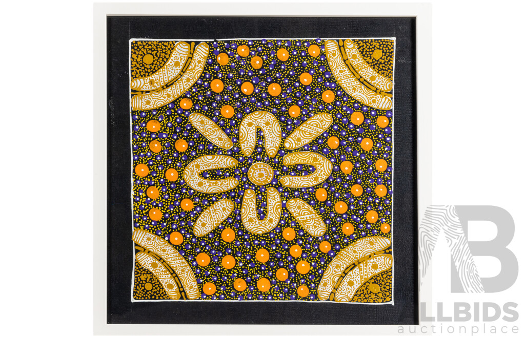 Maggie Bird Mpetyarre (20th Century, Indigenous-Australian, 1973-), Women's Ceremony (2019), Original Acrylic on Canvas, 40H x 40W cm (frame)